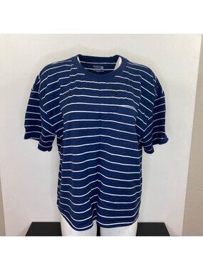 Time And Tru Womens Blue White Striped Short Sleeve T-Shirt Pocket Size XXL 2XL